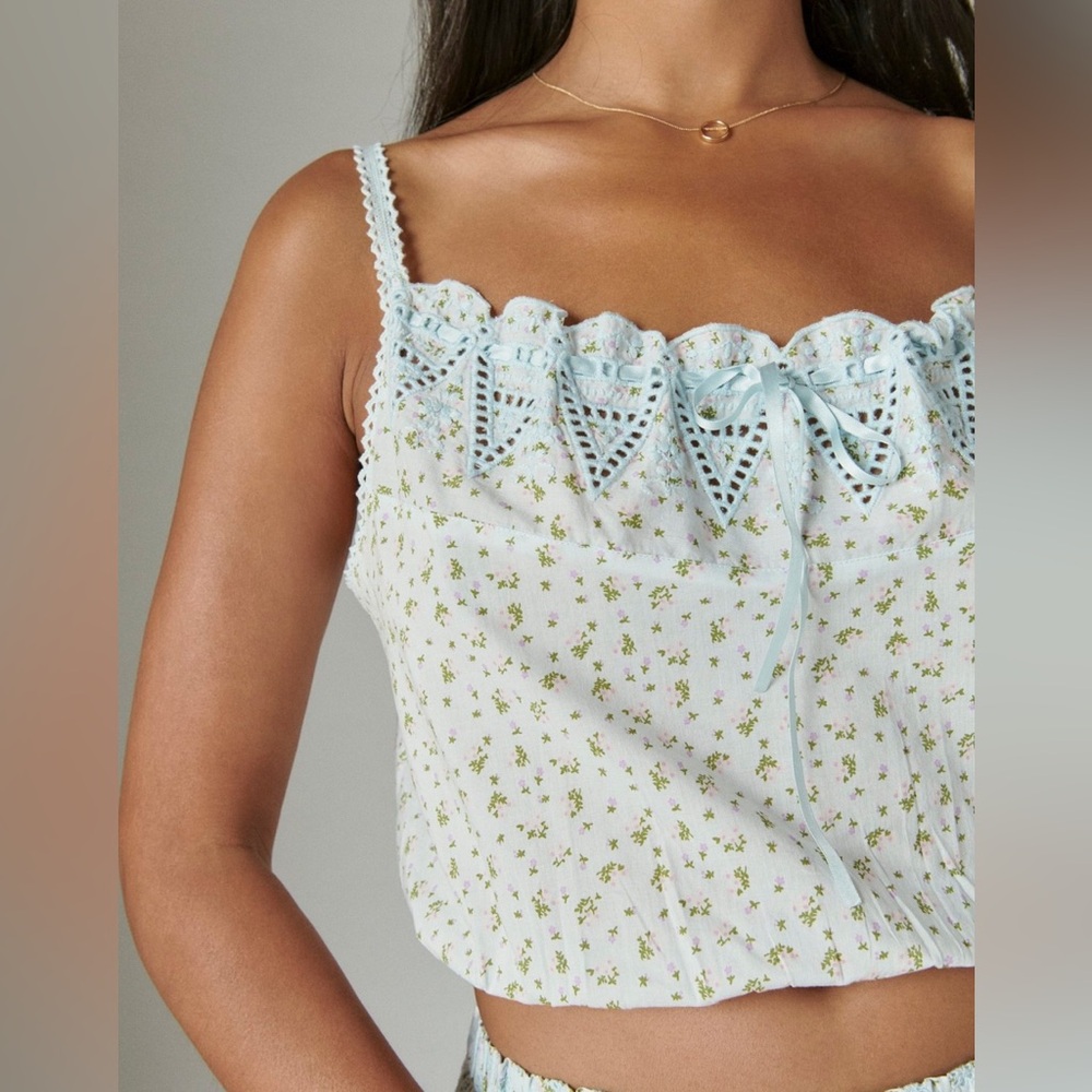 Lucky Brand Printed Tie Front Cami Matchback